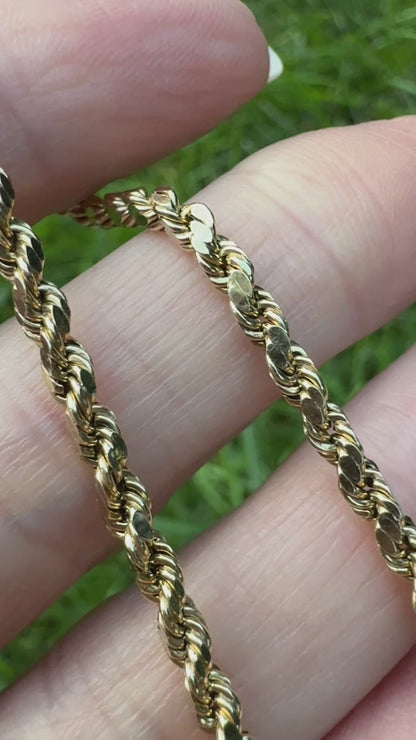 7.25" Solid 10K Yellow Gold Rope Bracelet, 2.73 g