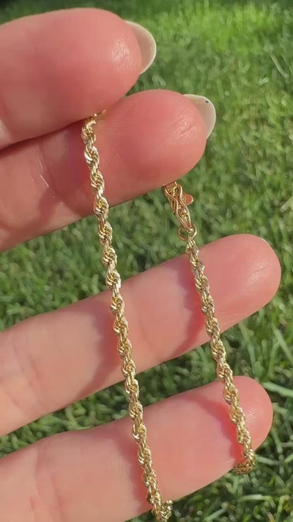 7.88" Vintage Solid 14K Yellow Gold Rope Bracelet, 3.7 g