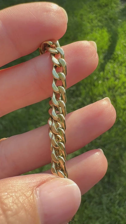 7.75" Italian UnoAErre Solid 14K Yellow Gold Curb Link Bracelet, 7.46 g