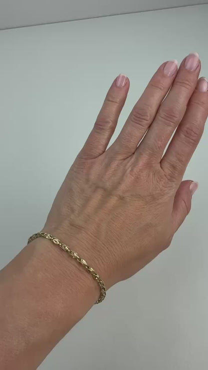 7.25" Vintage Solid 14K Yellow Gold Turkish Link Bracelet, 4.46 g