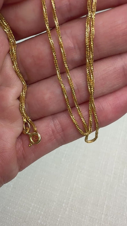 21" Twisted Wheat Chain 14K Yellow Gold Chain 1.26mm 3g