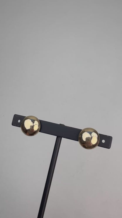 Estate 14k Solid Yellow Gold Classic Domed Earrings, 1.92 g