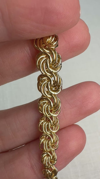 6.75" Graduated Swirl 14K Yellow Gold Statement Bracelet 8.4mm 3.89g