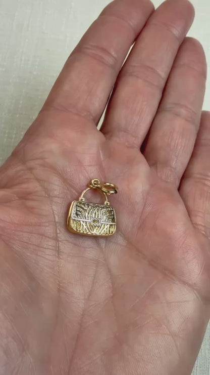 Solid 14K Two Tone Michael Anthony Handbag Pendant/Charm with Script "L", 1.53 grams