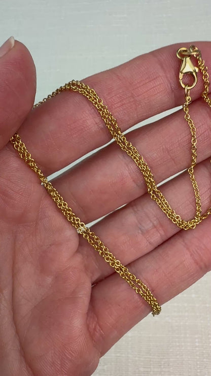 18" Italian Solid 14K Yellow Gold Cable Link Chain .92 mm 2.93g