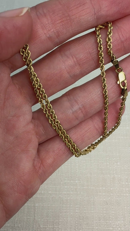 16" Diamond Cut Rope 14K Yellow Gold Chain 1.94mm 6.54g