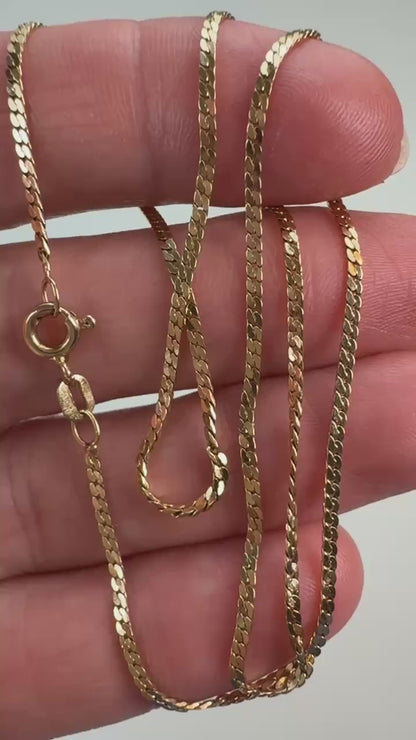16" Solid 14K Italian Dainty Tight Curb Link Chain, 2.61 g