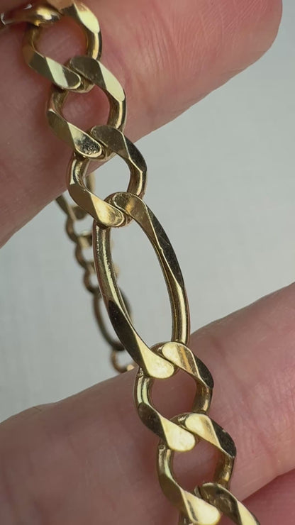 7.5" Classic Figaro 10K Yellow Gold Bracelet 6.6mm 9.42 g
