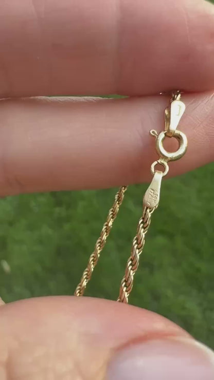 6.5" Italian Solid 14K Yellow Gold French Rope Chain Bracelet, 2.58 g