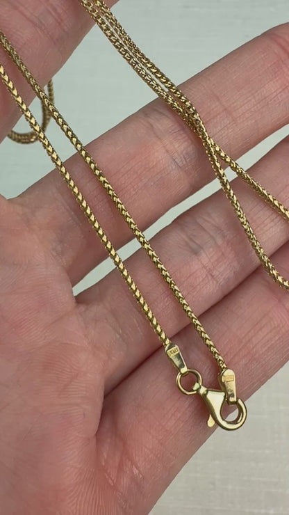 19" Solid 14K Yellow Gold Italian Spiga Wheat Chain, 1.22 mm 5g