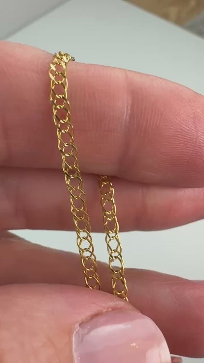 18" Italian Solid 14K Yellow Gold Double Link Chain, 2.14 g