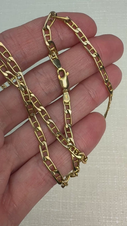 20" Estate Italian Solid 10K Yellow Gold Mariner Chain, 6.29g