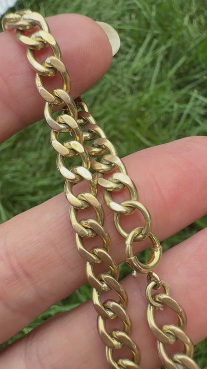 7" Solid 10K Yellow Gold Open Curb Link Bracelet, 11.58 g