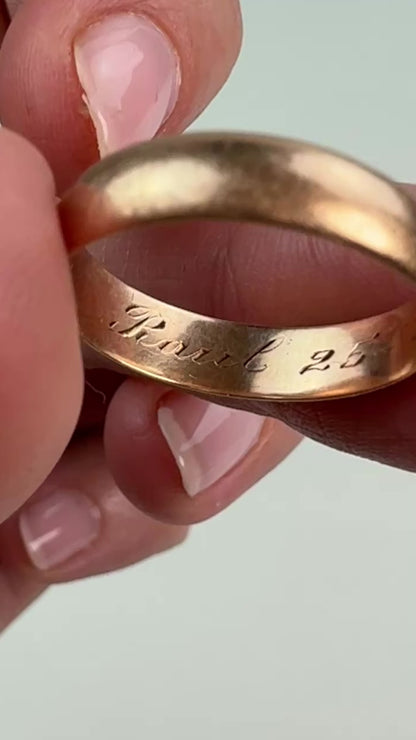 10K Vintage Comfort Fit Rose Gold Band 4.43mm, Size 7.25