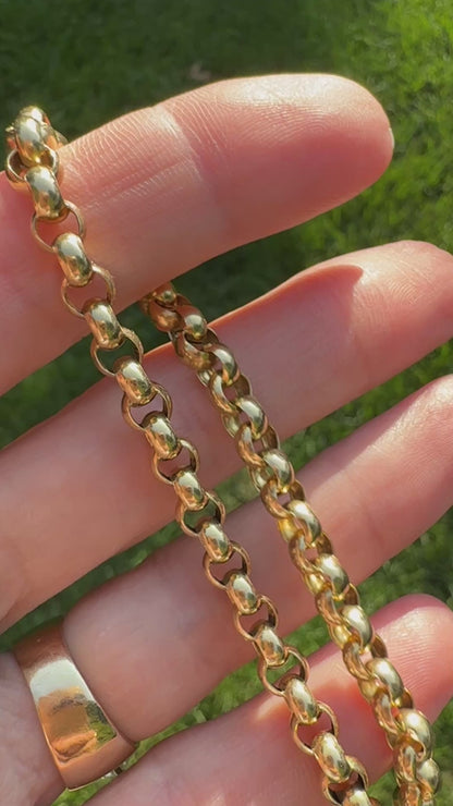 7.25" Solid 14K Yellow Gold Classic Rolo Link Bracelet, 9.47 g