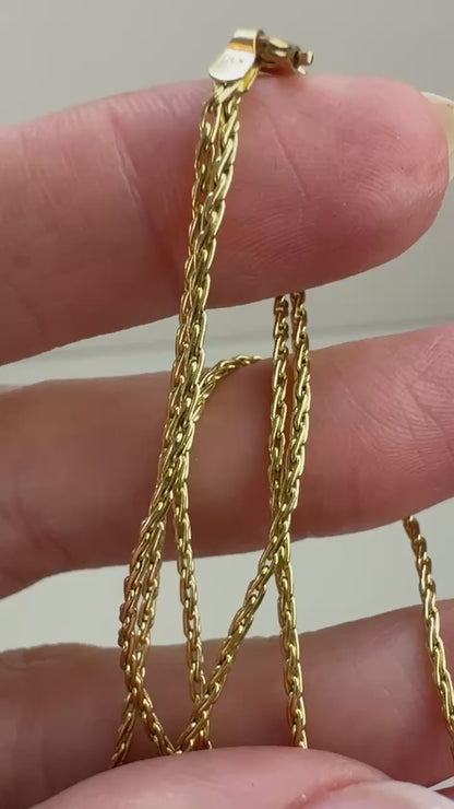 18" Solid 14K Yellow Gold Wheat Chain, 4.3 g