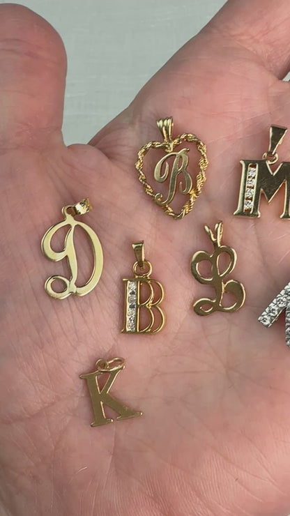 14K Estate Initial Pendants — Vintage & Modern Mix, Group H (Select Your Favorite)
