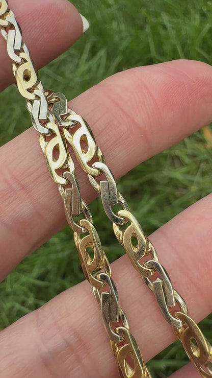 7.5" Italian Solid 14K Two-Tone Gold Open Link Bracelet, 7.68 g