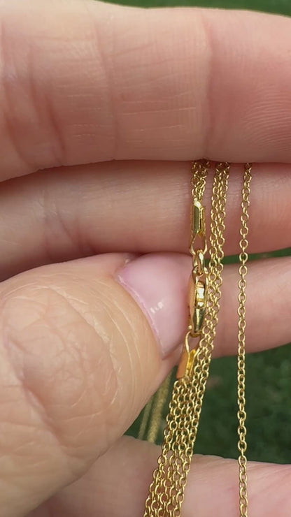 18" Italian UnoAErre Solid 14K Yellow Gold Three Strand Cable Link Chain, 3.46 g