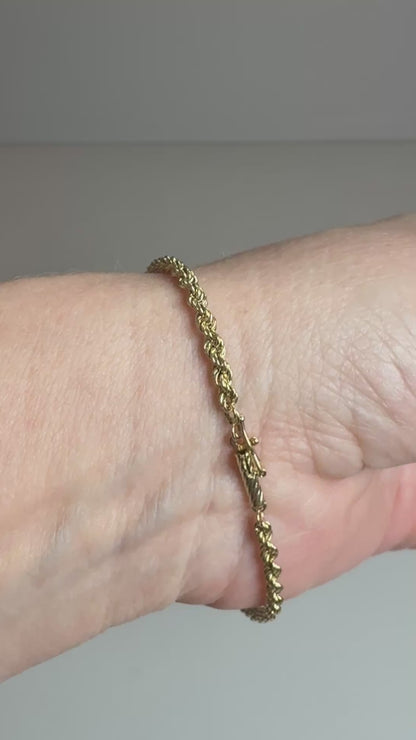 7.5" Rope Bracelet 14K Yellow Gold Chain 2.65mm 1.74g