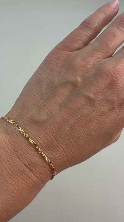 6.75" 14K Yellow Gold Italian Alternating Fancy Link Bracelet, 1.60 g
