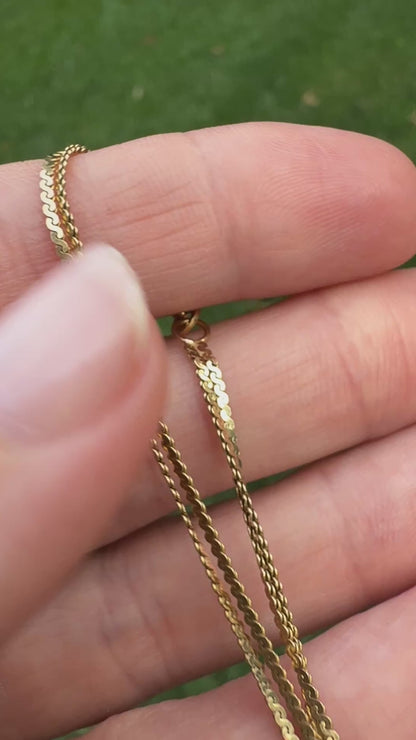 15.75" Italian Solid 14K Yellow Gold Double Strand S Link Chain, 4.45 g