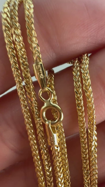 22" Solid 14K Yellow Gold Wheat Chain, 3.10 g