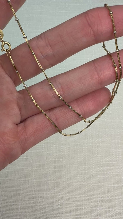 16" Solid 18k Italian Yellow and White Gold Satellite Chain 3.18g