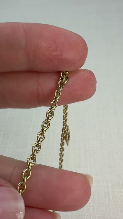 9.25" Italian 10K Solid Yellow Gold Charm Bracelet/Anklet, 5.1 grams