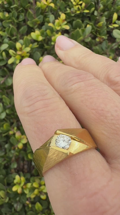 Architectural 14K .40 Natural Diamond Ring in Geometric Gold (Size 8.5)