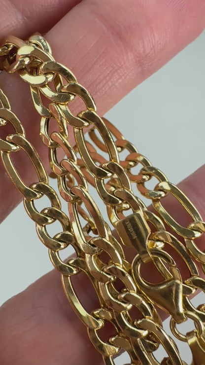 20" Italian Solid 14K Yellow Gold Classic Figaro Chain, 9.33 g