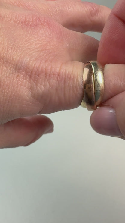 Vintage 9K Triple Rolling Ring Yellow, White, and Rose Gold Size 7.75