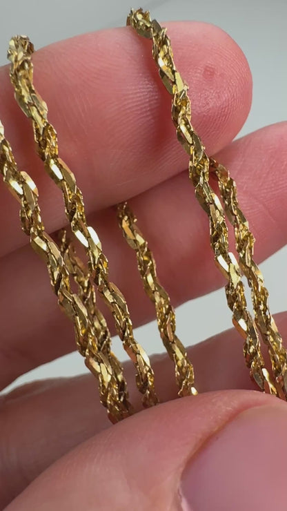 20.5" Italian Solid 14K Yellow Gold Faceted Singapore Chain, 4.14 g