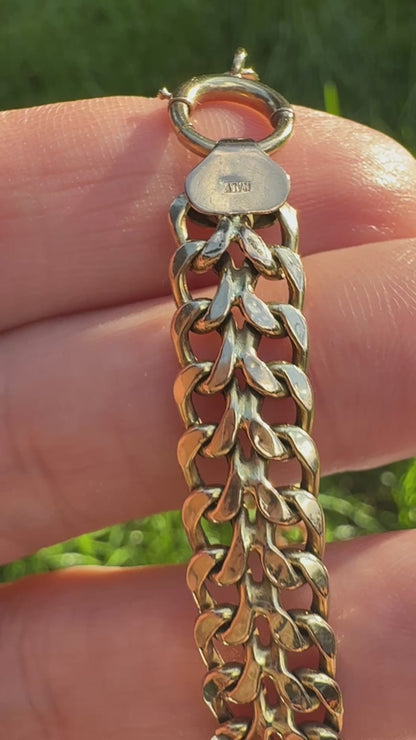 6.5" Vintage Italian Solid 10K Yellow Gold Double Curb Link Bracelet, 6.44 g