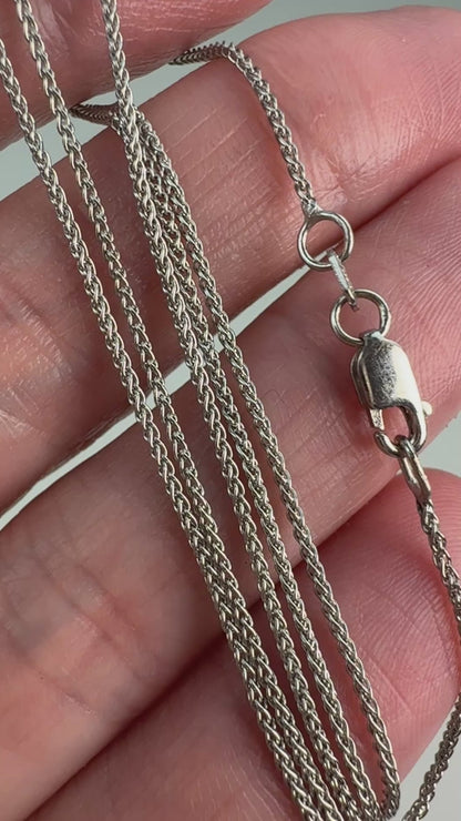 20" Solid 14K White Gold Wheat Chain, 2.46 g
