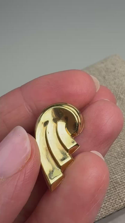 10K Solid Yellow Gold Sculptural Statement Earrings, 1.48 g