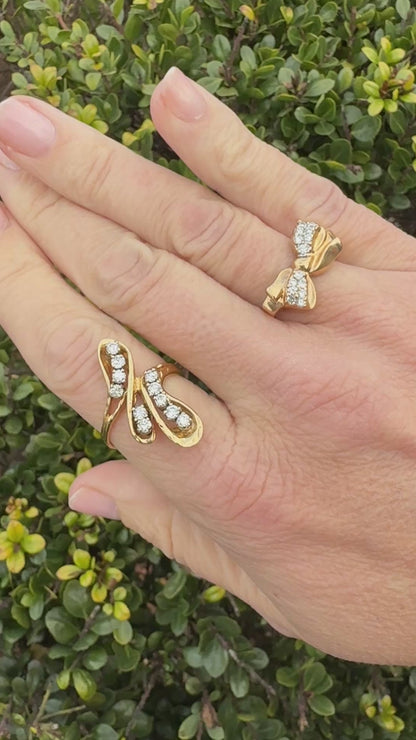 Vintage Inspired Bow Ring 14K .25 Natural Diamonds (size 6)