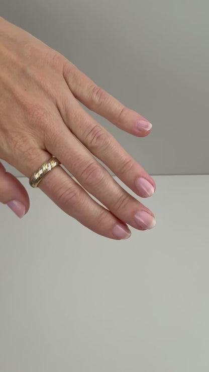 14K Diamond Cut Two Tone Gold Band 5.95mm, Size 8.75