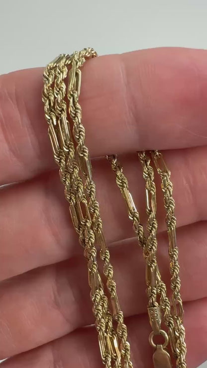 18.5" Solid 10K Yellow Gold Figarope Chain, 5.27 g