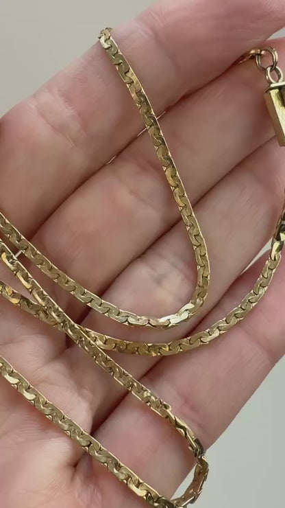 Vintage 19" Solid 14K Yellow Gold Flat Curb Chain, 7 g