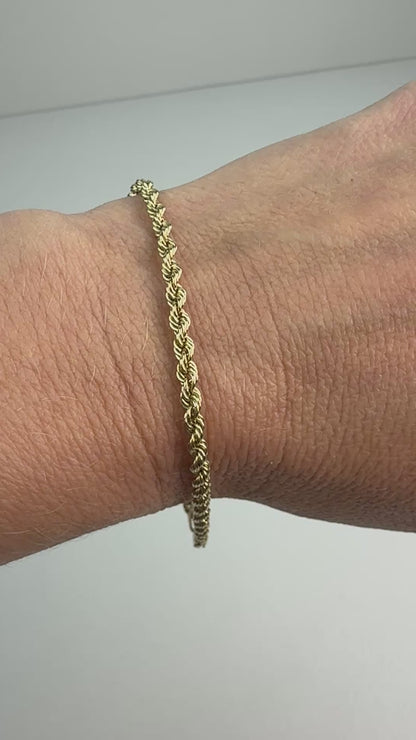 8" Rope Bracelet 10K Yellow Gold 3mm 1.94g