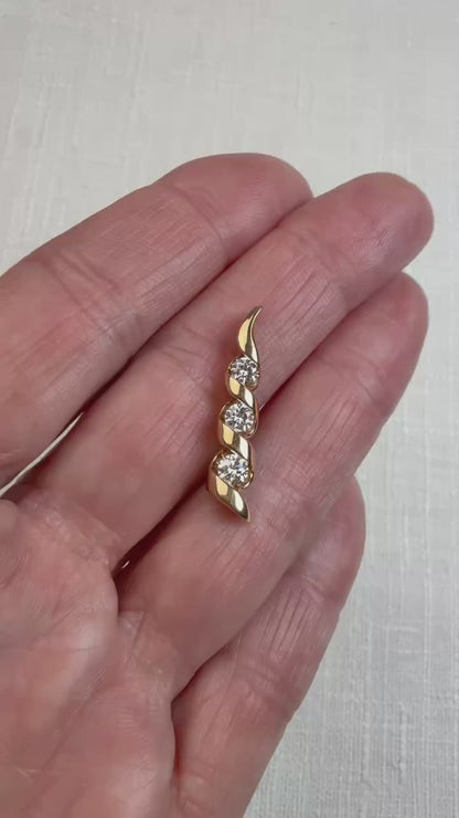 Estate Solid 14K Yellow Gold .50ct Diamond Sculptural Design Pendant, 3.27 g