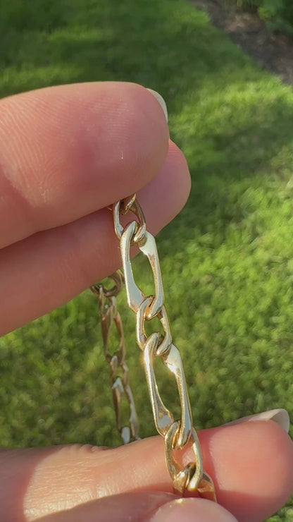 7" Italian Solid 14K Yellow Gold Alternating Link Bracelet, 7.85 g