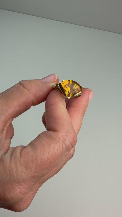 Estate Fancy Cut Citrine 14K Yellow Gold Statement Ring Size 8 - Resized to 5 (resized orders are final sale)