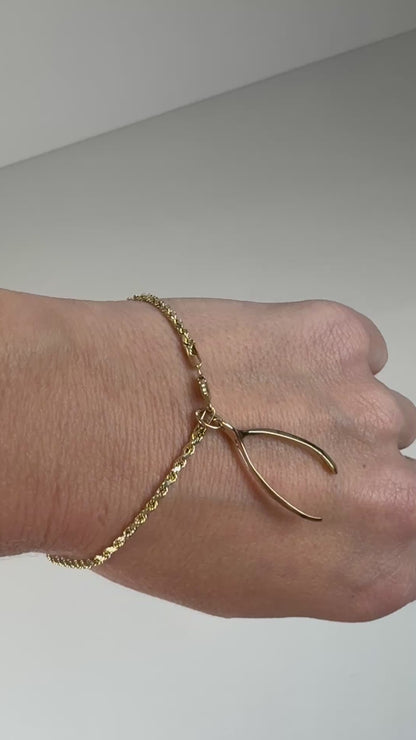 7" Diamond Cut Rope Bracelet 14K Yellow Gold Chain 1.75mm 1.52g