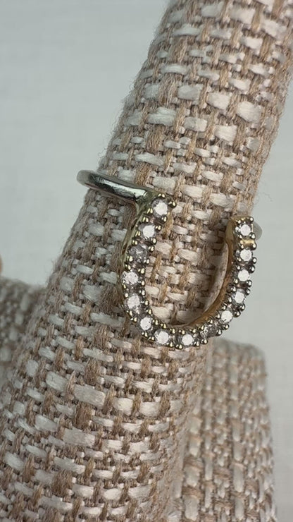 14K Solid Gold Horseshoe and Diamond Ring, Size 6.25