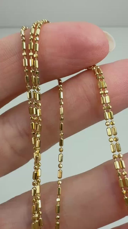 24" Solid 14K Unoaerre Italian Bar and Ball Chain, 3 g