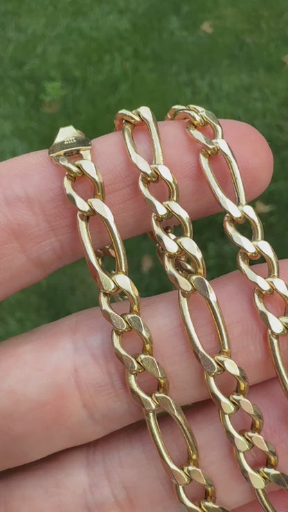 19.5" Italian Solid 14K Yellow Gold Classic Figaro Chain, 14.54 g