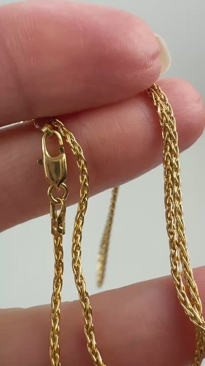 18" Italian Solid 14K Yellow Gold Wheat Chain, 4.65 g