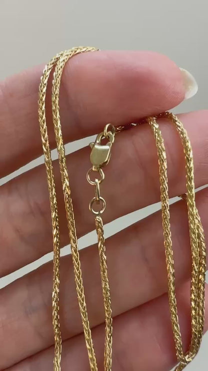 18" Solid 14K Yellow Gold Wheat Chain, 3.69 g